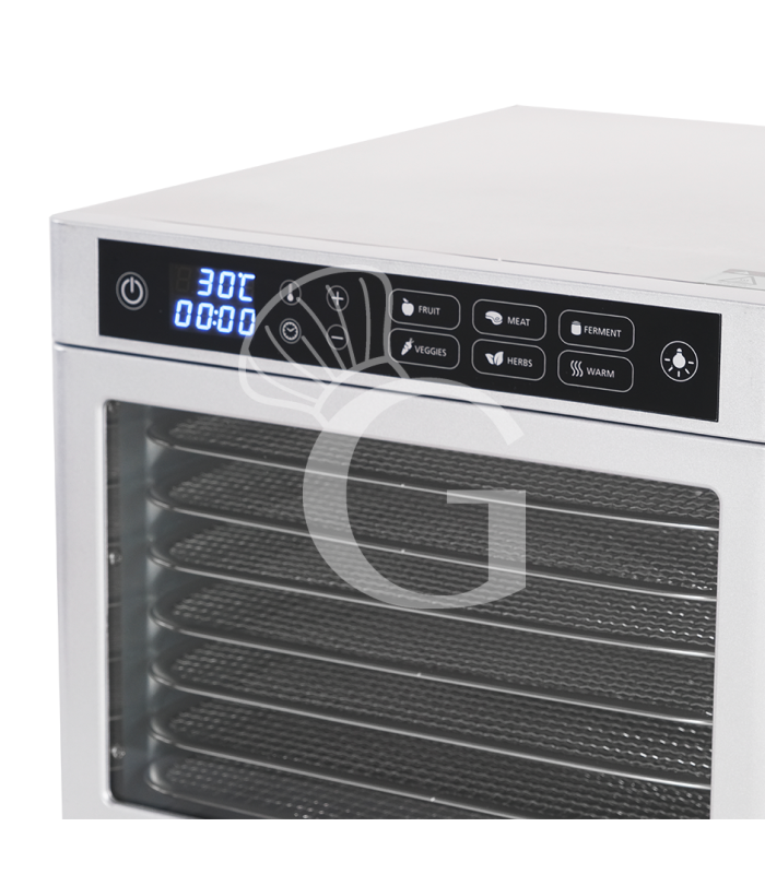 Essiccatore professionale in acciaio inox a 8 ripiani comandi digitali - 0,5 Kw