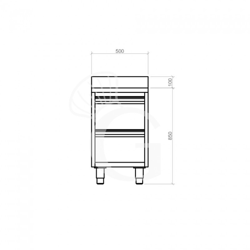 Cassettiera in acciaio inox con 2 cassetti e alzatina, L 400 x P 600 x H 950 mm
