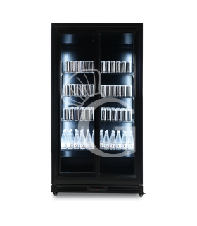 Frigo bibite ventilato 2 porte scorrevoli 850 LT 2°C/+10°C colore nero