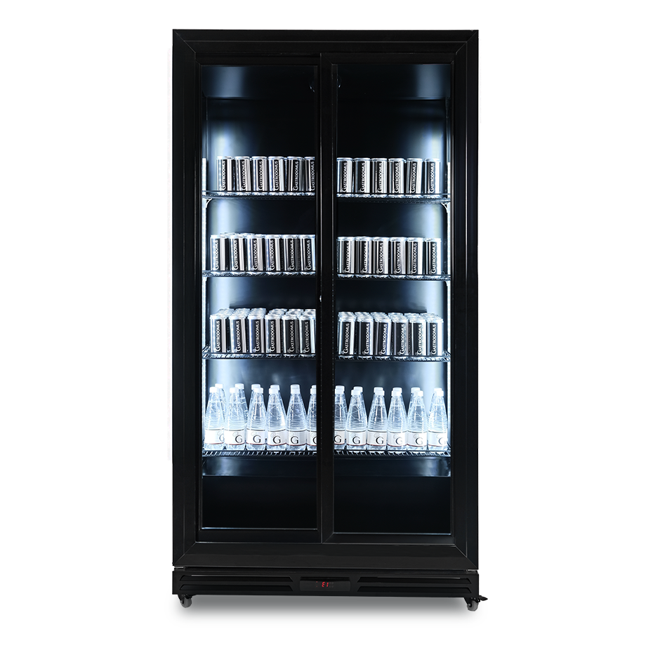 Frigo bibite ventilato 2 porte scorrevoli 850 LT 2°C/+10°C colore nero