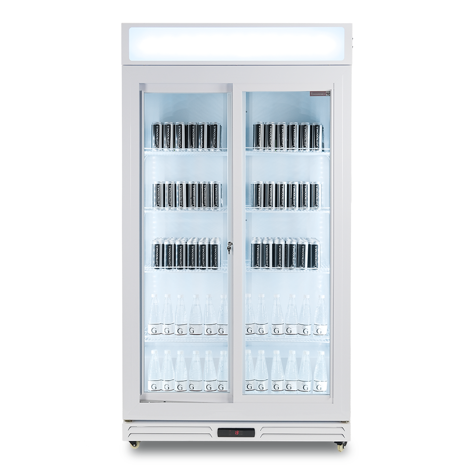 Frigo bibite ventilato 2 porte scorrevoli con canopy 850 LT 2°C/+10°C