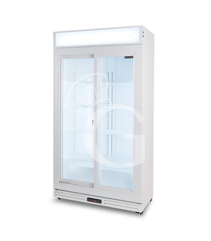 Frigo bibite ventilato 2 porte scorrevoli con canopy 850 LT 2°C/+10°C colore bianco