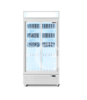 Frigo bibite ventilato 2 porte scorrevoli con canopy 590 LT 2°C/+10°C colore bianco