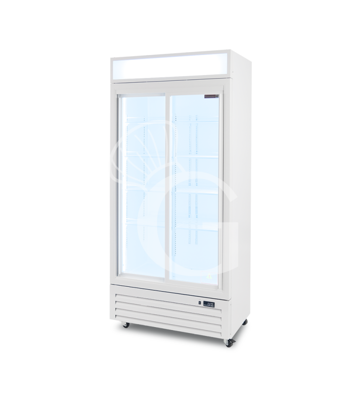 Frigo bibite ventilato 2 porte scorrevoli con canopy 590 LT 2°C/+10°C colore bianco