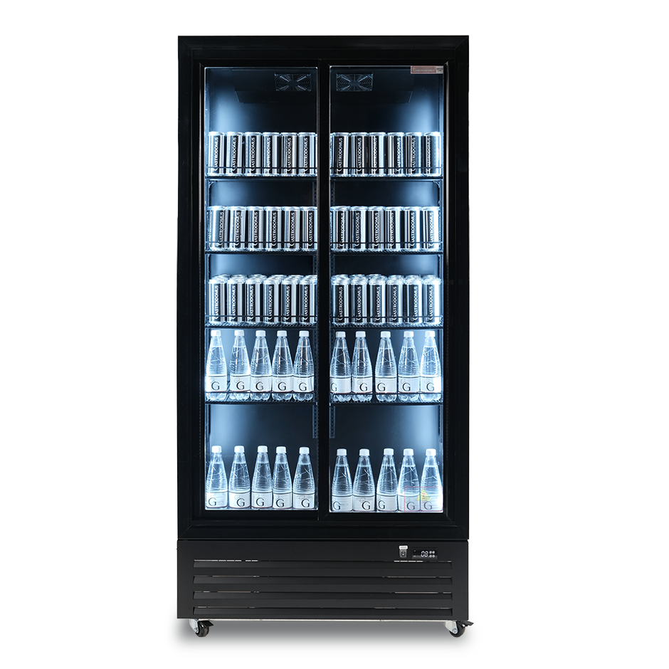 Frigo bibite ventilato 2 porte scorrevoli 490 LT 2°C/+10°C colore nero