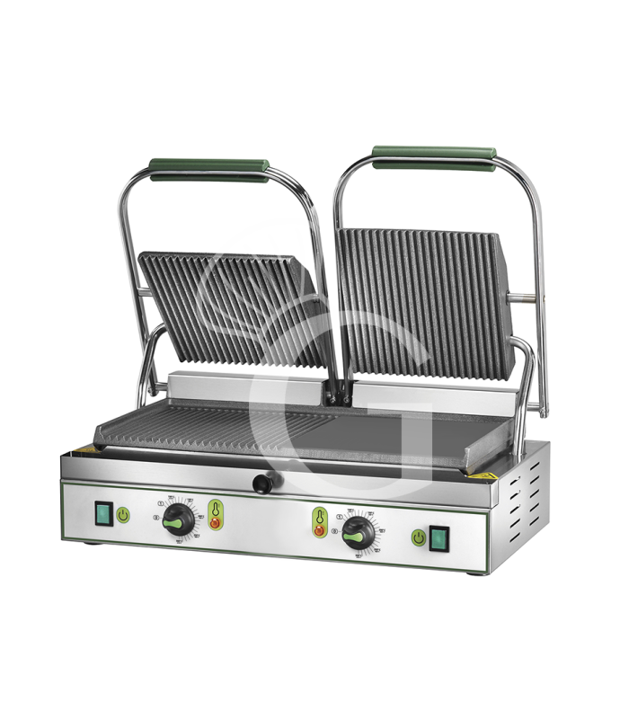 Piastra per panini doppia in ghisa - superiore rigata inferiore liscia e rigata 3600W
