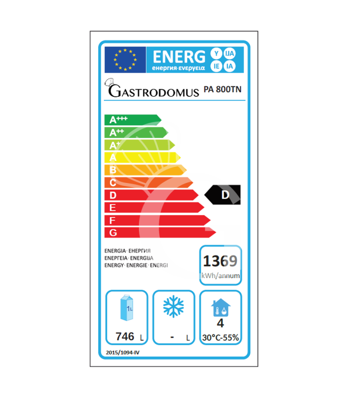 Armadio frigo per pasticceria a refrigerazione ventilata, temperatura -2°C/+8°C, 737 LT