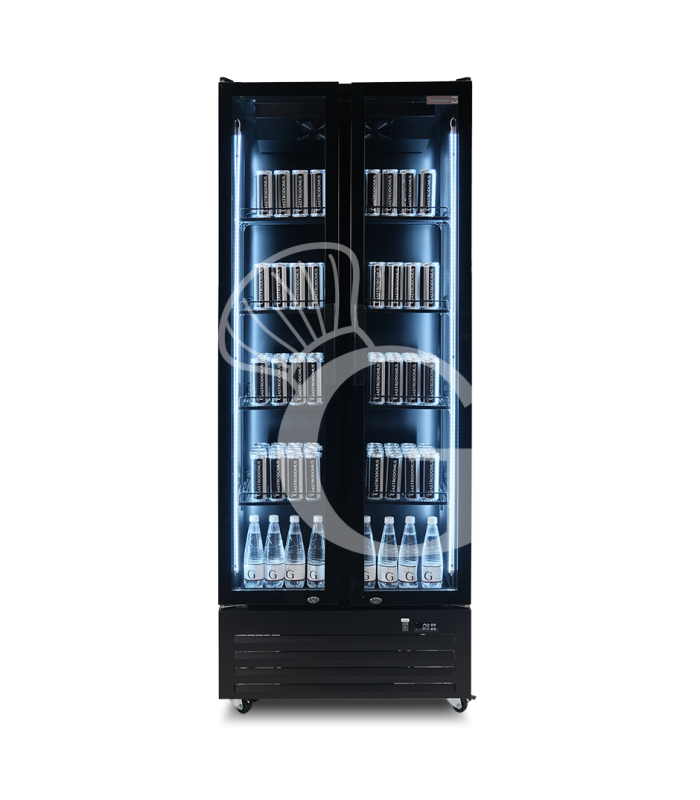 Frigo bibite ventilato 2 porte battenti 490 LT 2°C/+10°C colore nero