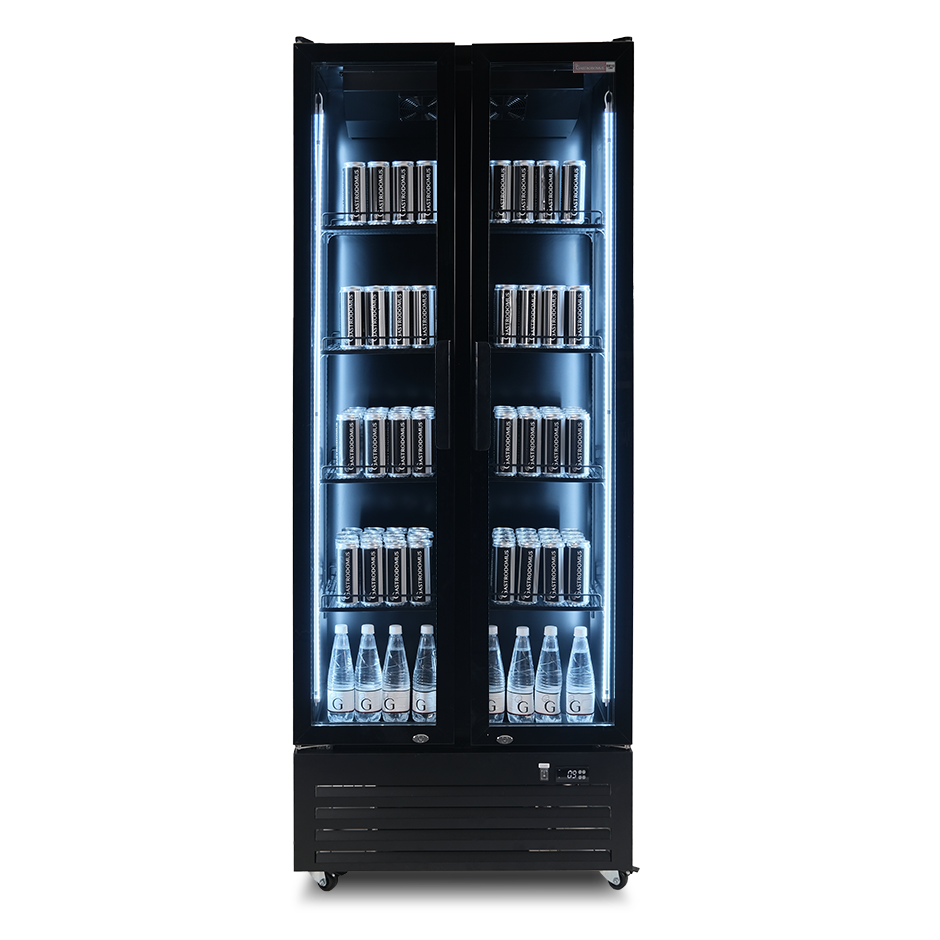 Frigo bibite ventilato 2 porte battenti 490 LT 2°C/+10°C colore nero