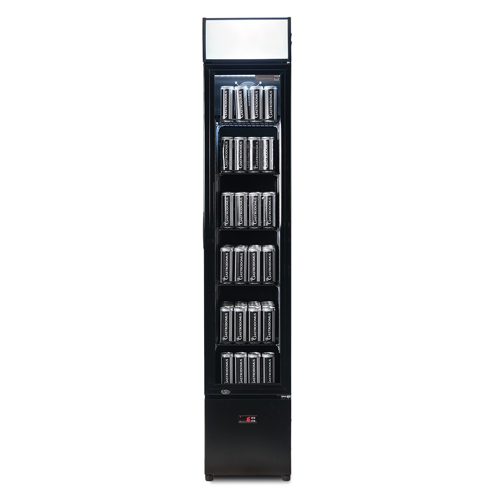 Frigo bibite ventilato porta battente con canopy 150 LT 2°C/+10°C colore nero
