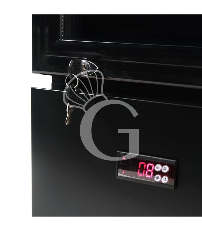Frigo bibite ventilato porta battente con canopy 99 LT 2°C/+10°C colore nero