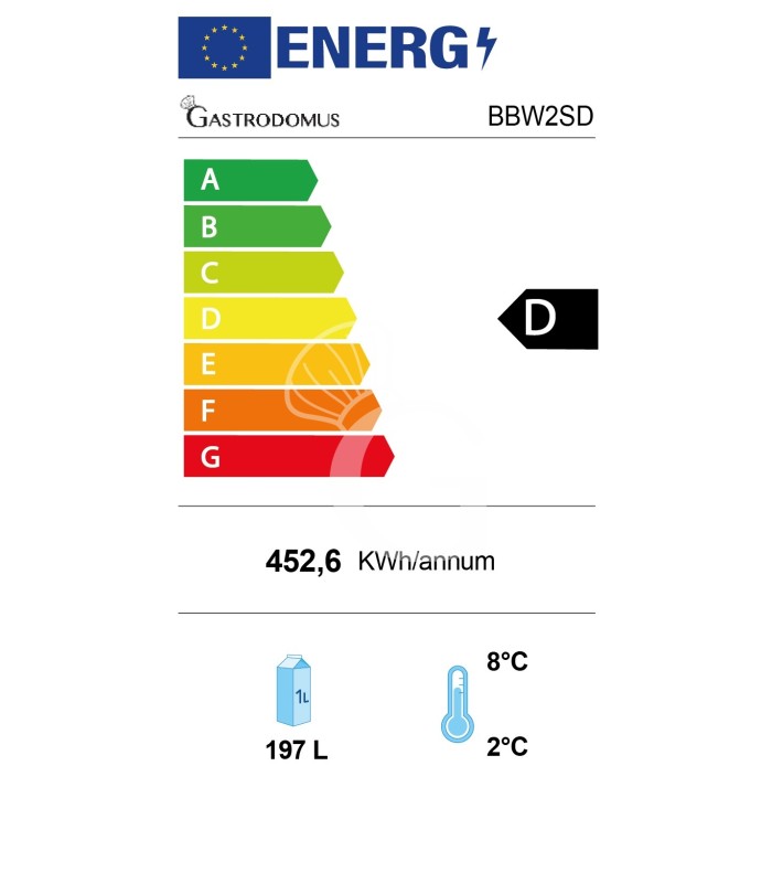 Vetrina frigo ventilata da banco o retrobanco orizzontale 2 porte scorrevoli 197 LT - temperatura +2°C/+10°C