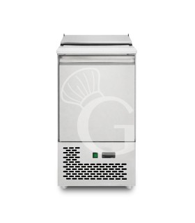 Saladette refrigerata una porta, temperatura +2°C/+8°C, piano in inox e polietilene