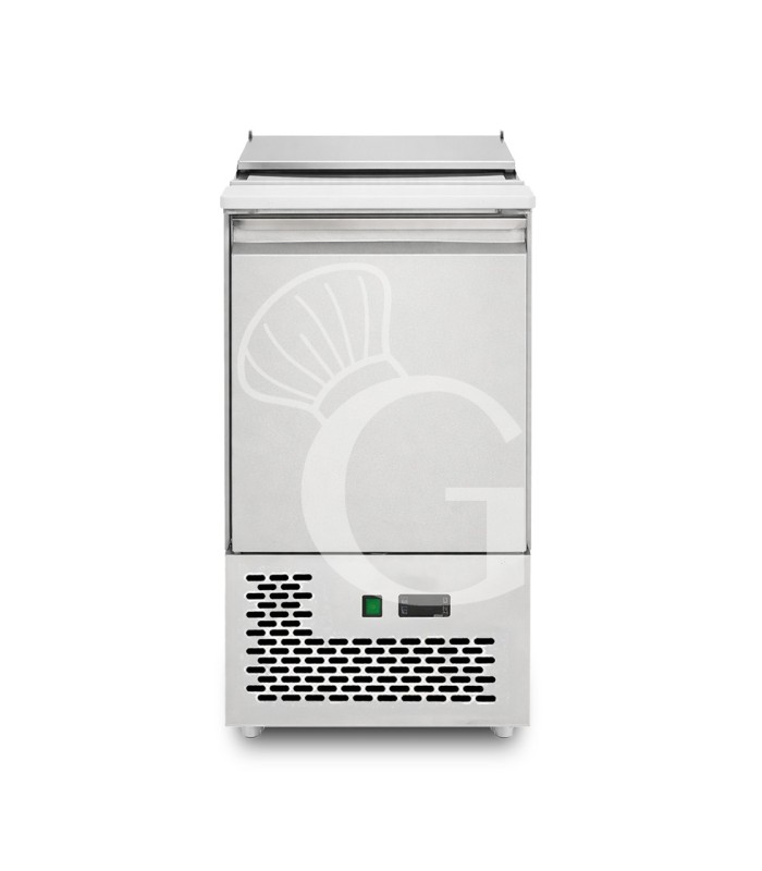 Saladette refrigerata una porta, temperatura +2°C/+8°C, piano in inox e polietilene