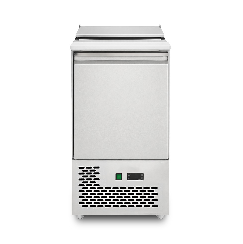 Saladette refrigerata una porta, temperatura +2°C/+8°C, piano in inox e polietilene