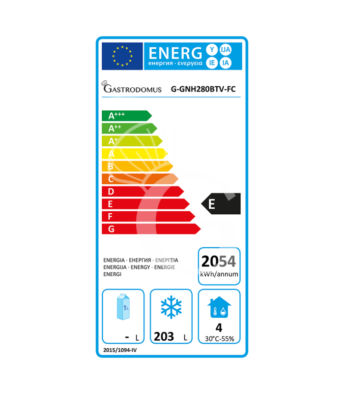 Armadio congelatore Slim Ventilato 280 Litri – 18°C / -22°C, Acciaio Inox, Classe Energetica E