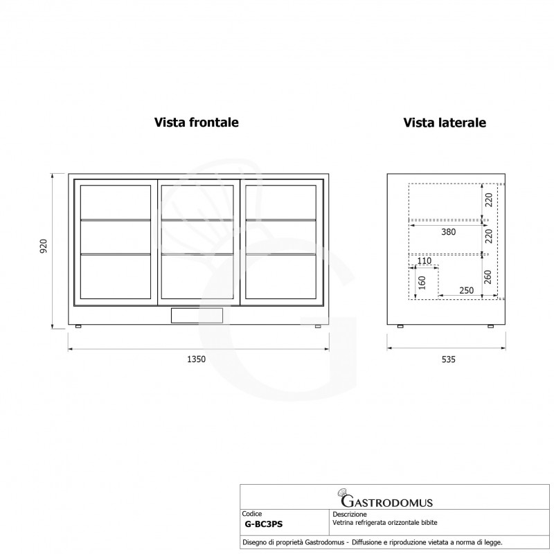 Frigo Vetrina Retrobanco 320 Litri con Porte in Vetro Scorrevoli – Altezza 87 cm