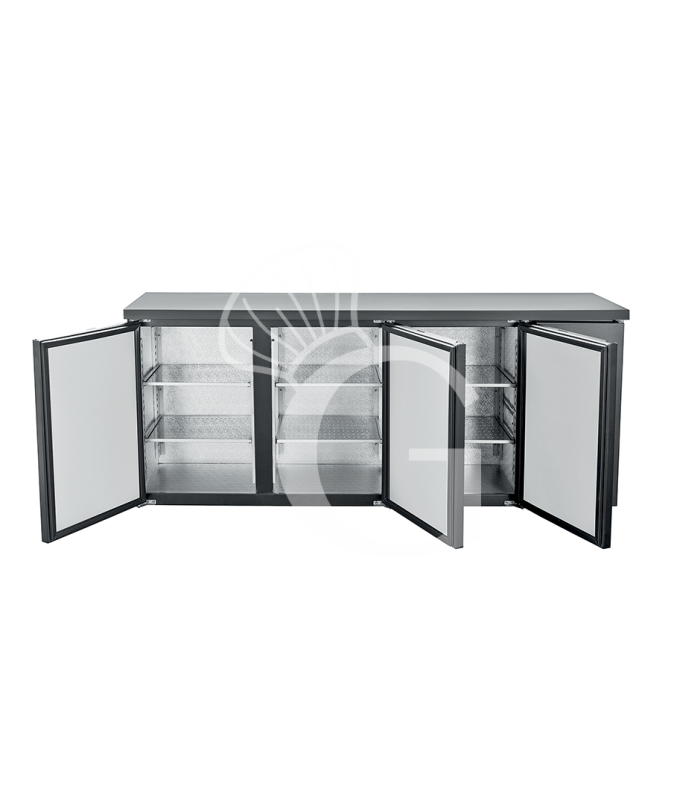 Retro banco orizzontale colore nero 3 porte battenti cieche 425 LT / +2°C/+8°C
