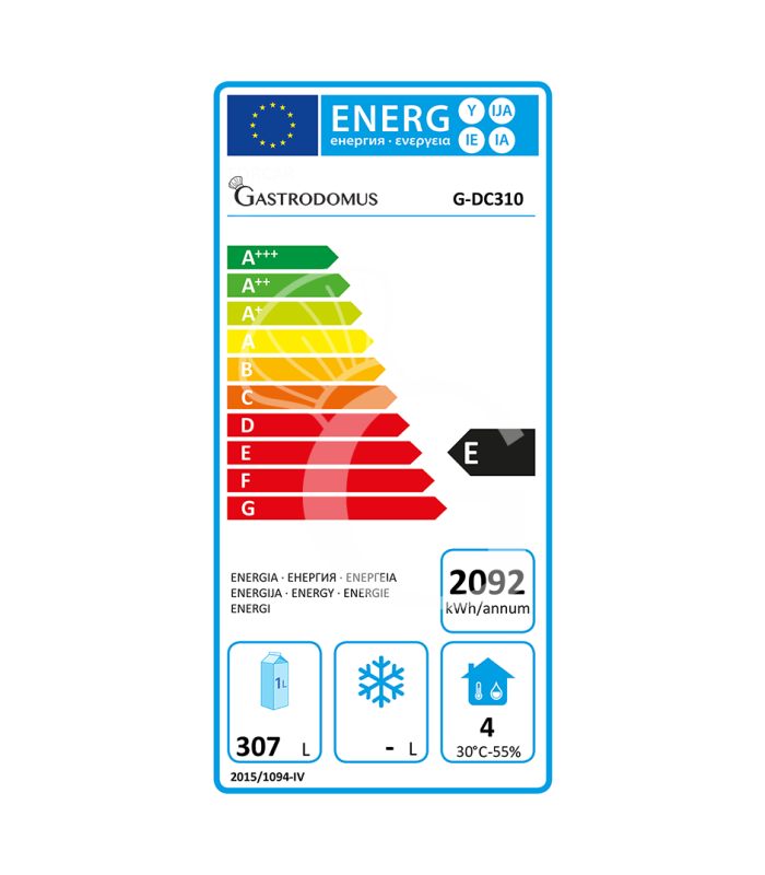 Retro banco orizzontale colore nero 3 porte battenti cieche 425 LT / +2°C/+8°C