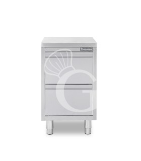 Cassettiera in acciaio inox con 2 cassetti, L 400 x P 600 x H 850 mm
