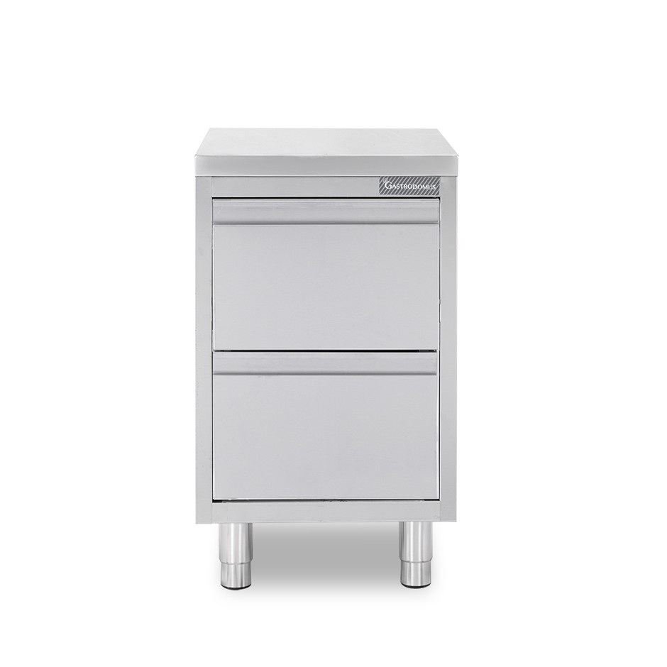 Cassettiera in acciaio inox con 2 cassetti, L 500 x P 600 x H 850 mm