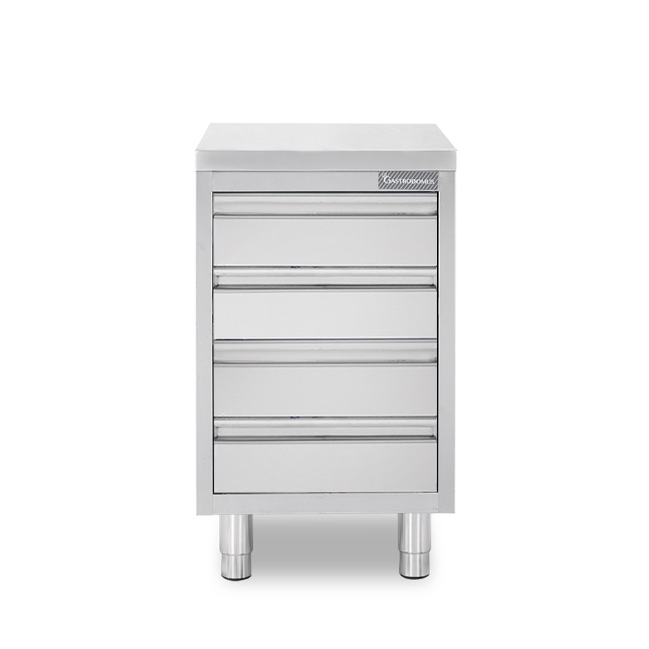 Cassettiera in acciaio inox con 4 cassetti, L 400 x P 600 x H 850 mm