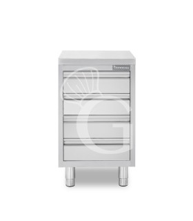 Cassettiera in acciaio inox con 4 cassetti, L 500 x P 600 x H 850 mm