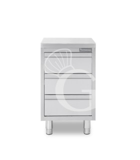 Cassettiera inox con 3 cassetti, L 400 x P 700 x H 850 mm