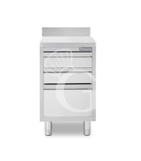Cassettiera in acciaio inox con 2 cassetti, un cassettone, alzatina, L 500 x 600 x H 950 mm