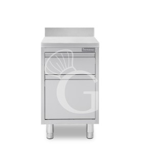 Cassettiera inox con cassetto, bottigliera, alzatina, L 500 x P 700 x H 950 mm