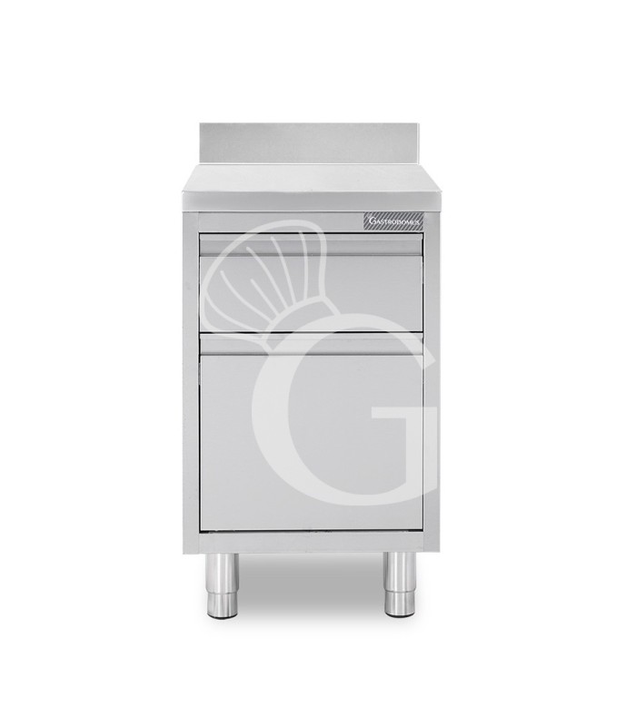 Cassettiera inox con cassetto, bottigliera, alzatina, L 500 x P 700 x H 950 mm