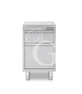 Cassettiera inox con cassetto e bottigliera, L 500 x P 700 x H 850 mm