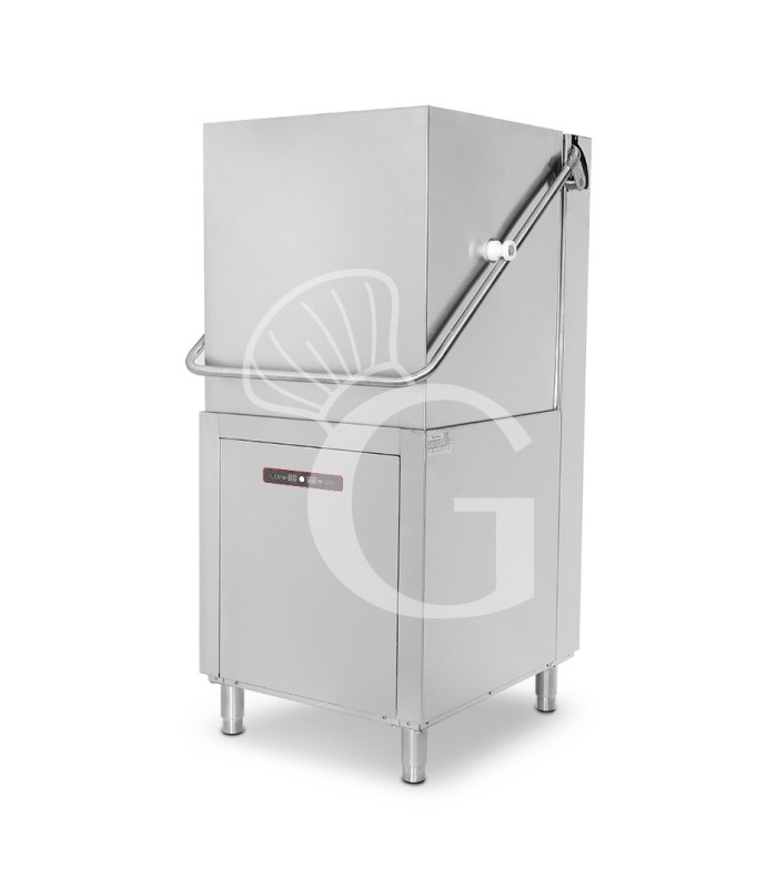 Lavastoviglie a capotta elettronica 50×50 con dosatori brillantante e detergente, pompa di scarico