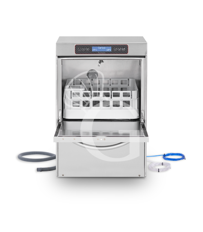 Lavastoviglie Professionale 50x50 elettronica trifase a doppia parete con doppio dosatore, giranti in inox e pompa di scarico