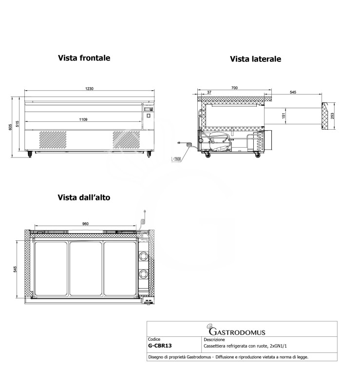 cassettiera refrigerata con ruote 3xgn11 conversione di temperatura da negativa a positiva