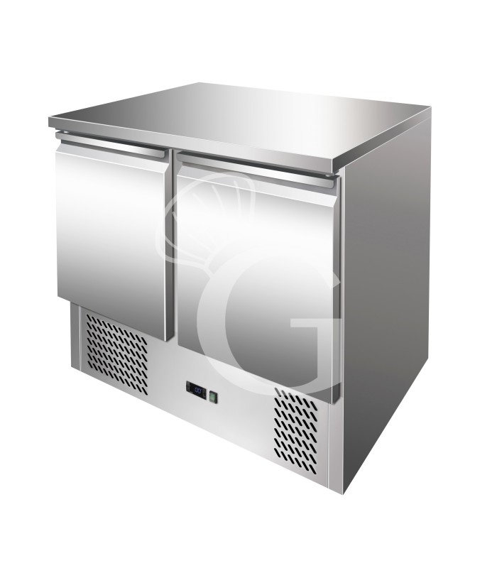 Saladette refrigerata 2 porte, temperatura -12°C/-18°C, piano in inox