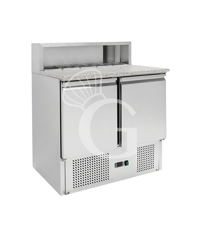 Saladette refrigerata 2 porte, temperatura +2°C/+10°C, piano in granito