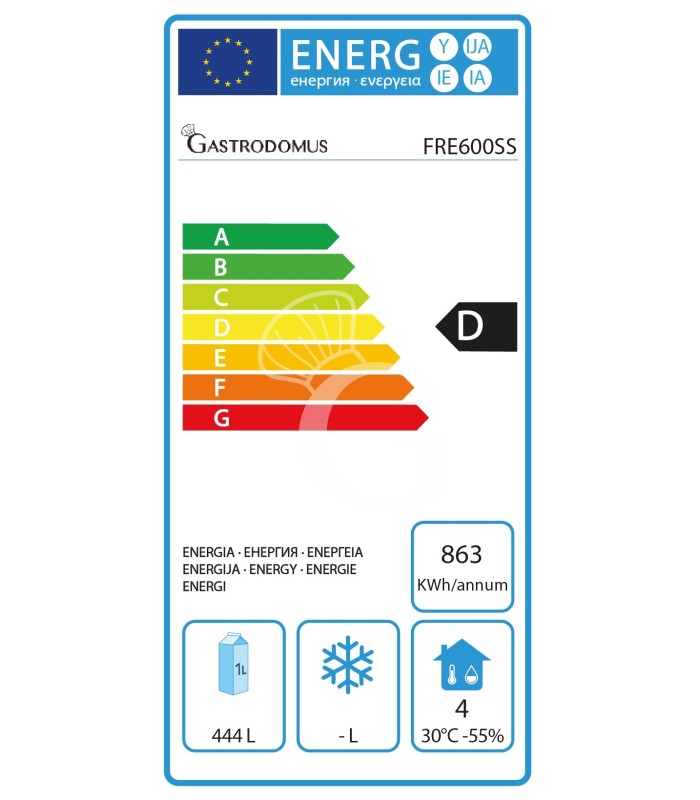 Armadio refrigerato statico in acciaio inox -2°C/+8°C 444 LT Classe energetica D