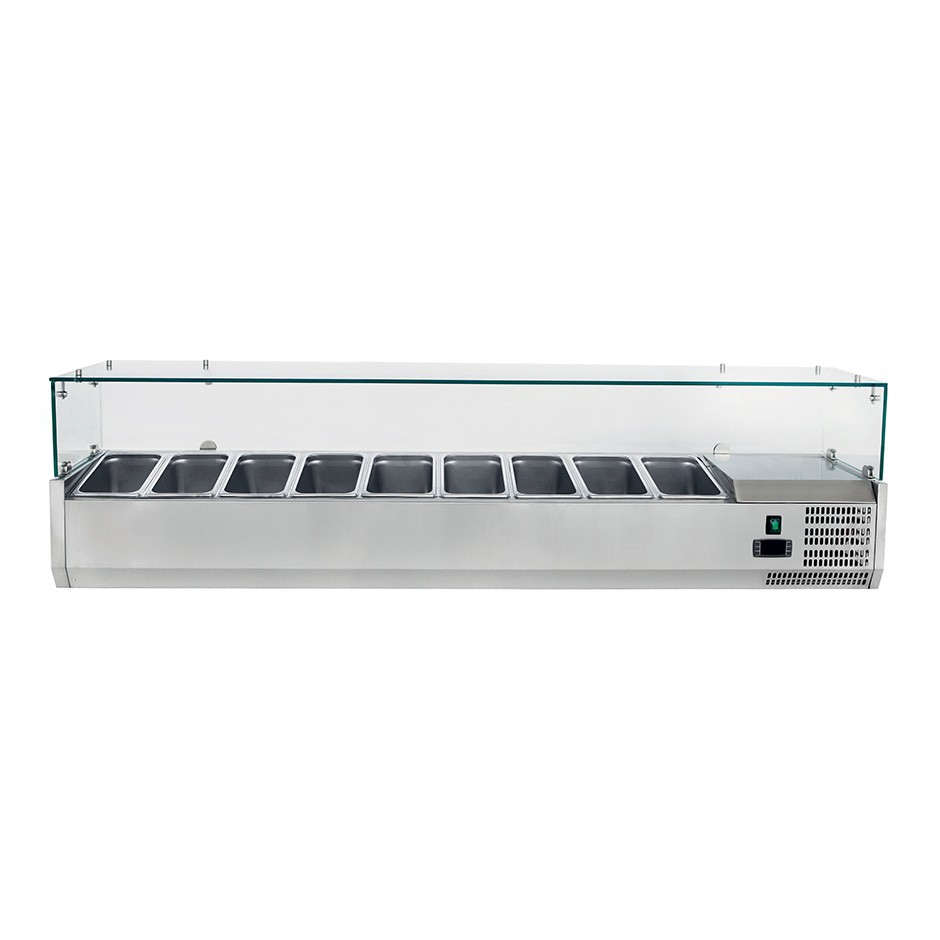Vetrinetta refrigerata per pizzeria L 2000 mm per 9 bacinelle GN1/3