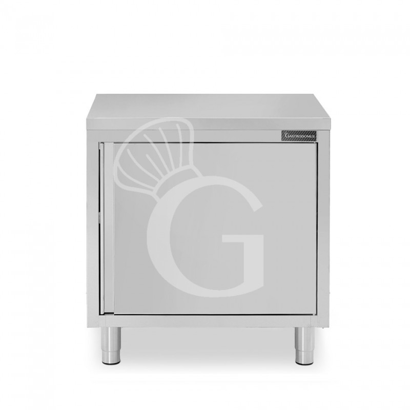 Tavolo armadiato inox con 1 porta battente, L 800 mm x P 700 mm x H 850 mm