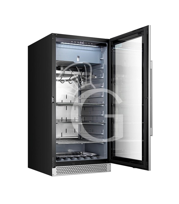 Armadio Refrigerato Professionale per Frollatura Carne +1°C / +25°C con Porta in Vetro - 233 Lt, Lampada UV e Controllo Umidità