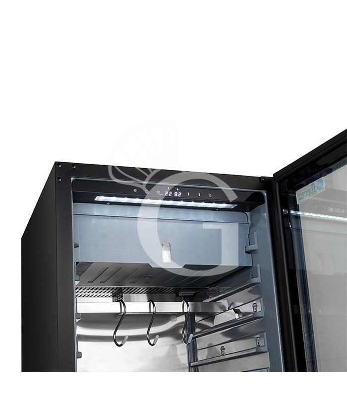 Armadio Refrigerato Professionale per Frollatura Carne +1°C / +25°C con Porta in Vetro - 233 Lt, Lampada UV e Controllo Umidità
