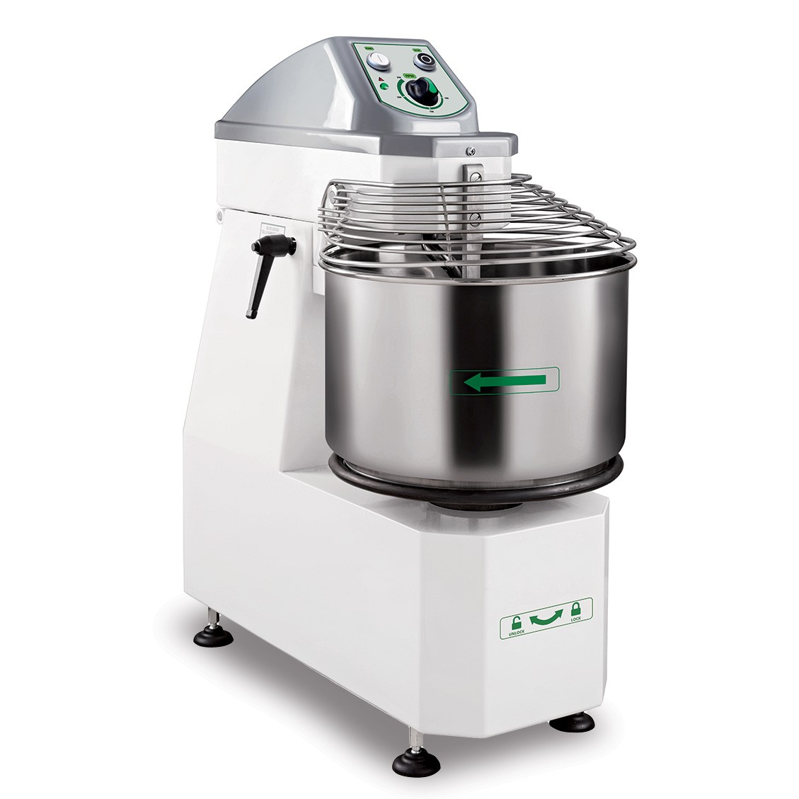Impastatrice ad elevata idratazione testa sollevabile e vasca fissa - 32LT - Monofase - velocità variabile