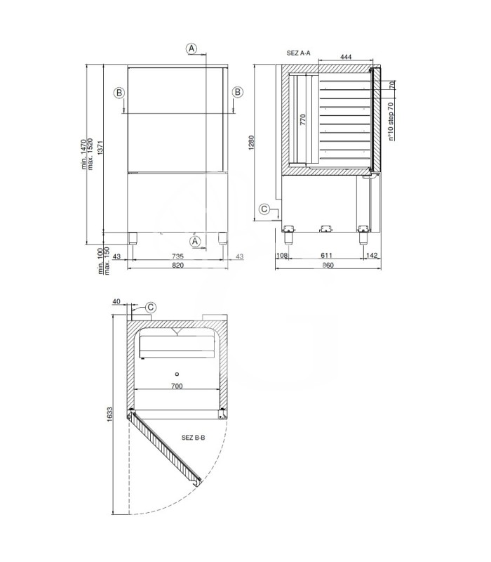 Abbattitore digitale di temperatura premium in acciaio inox - 10 GN 1/1 o 600x400 mm -18°/+3°C - adatto per gelato