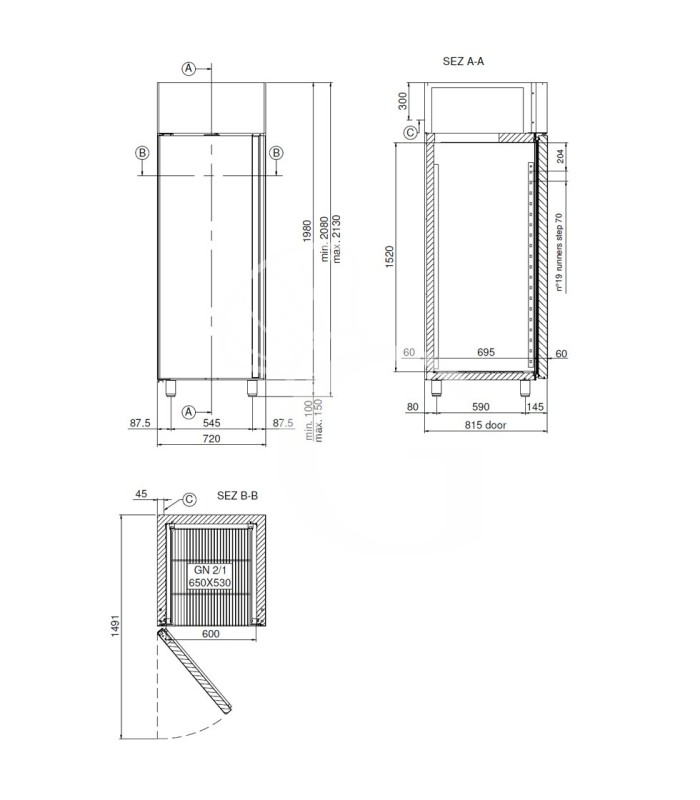 Armadio Refrigerato Ventilato 0°C/+10°C 700 LT classe energetica C