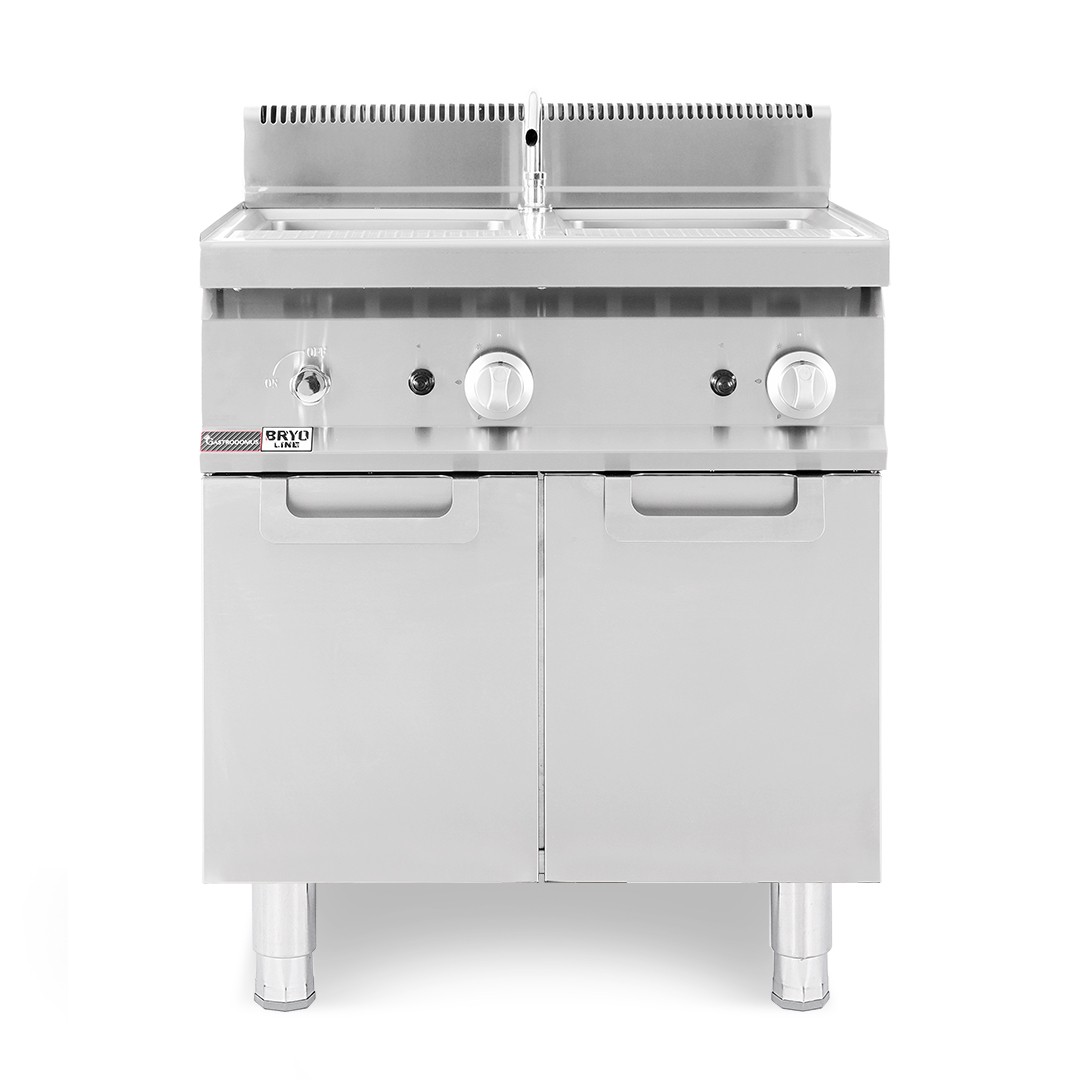 Cuocipasta professionale a gas su mobile chiuso 2 vasche