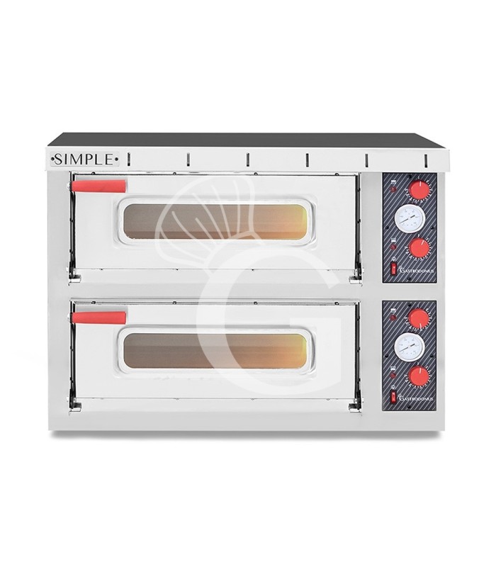 Fornetto Elettrico 2 pizze Ø 450 mm 2 camere potenza 8 Kw porta vetro con luce - Completo di guide per inserimento delle teglie