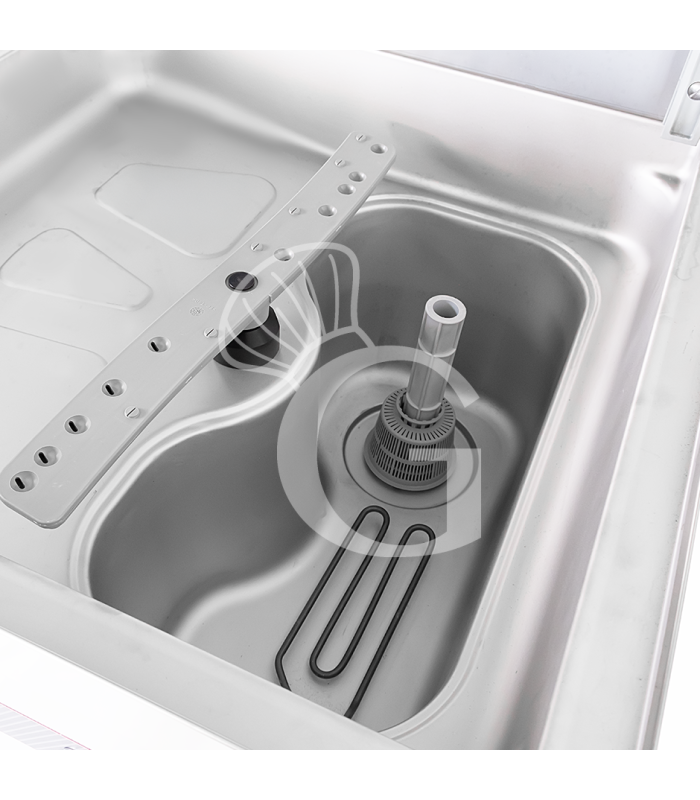 Lavastoviglie a capotta elettromeccanica 50×50 H430 con dosatori brillantante e detergente installati