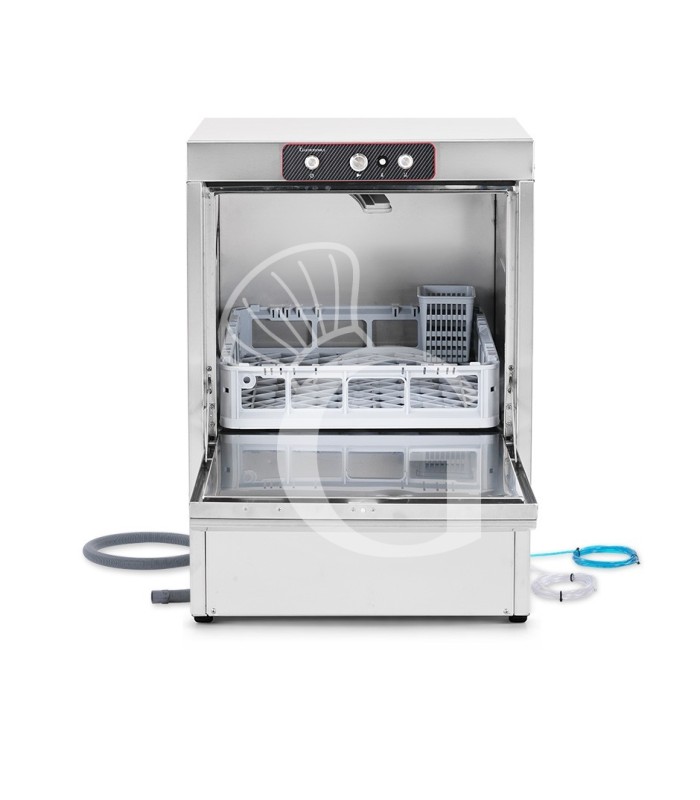 Lavastoviglie professionale 50x50 H350 elettromeccanica trifase a doppia parete, con dosatori e pompa di scarico