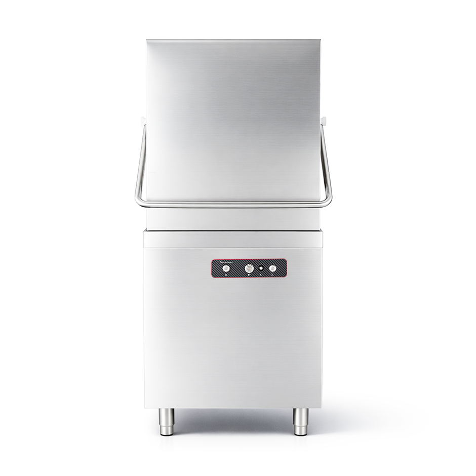 Lavastoviglie a capotta elettromeccanica 50×50 H430 con dosatori brillantante e detergente, pompa di scarico